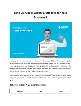 Zoho vs. Odoo: A Comprehensive Comparison for Businesses