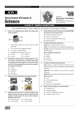International Olympiad of Science (IOS) Class 4 Sample Paper