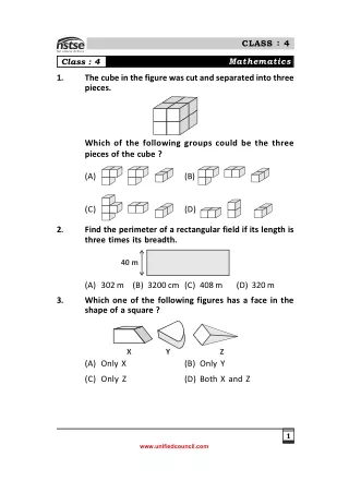 National Level Science Talent Search Examination (NSTSE) Class 4 Sample Paper
