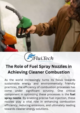 The Role of Fuel Spray Nozzles in Achieving Cleaner Combustion