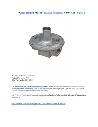 Vulcan Hart 00-719741 Pressure Regulator 1-1_4_ NAT _ PartsFe