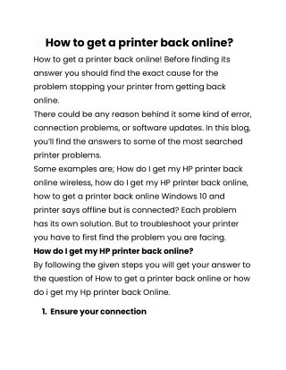 How to get a printer back online?