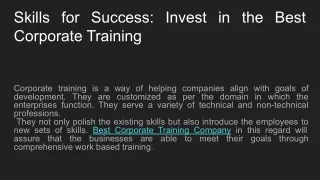 BEST CORPORATE TRAINING COMPANY