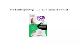 How to choose the right air freight service provider