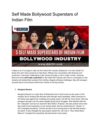 Self Made Bollywood Superstars of Indian Film