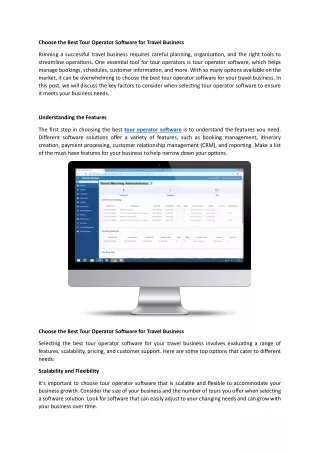 Choose the Best Tour Operator Software for Travel Business