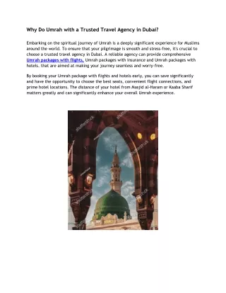 Why Do Umrah with a Trusted Travel Agency in Dubai