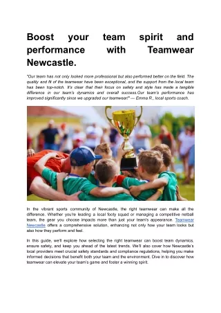 Boost your team spirit and performance with Teamwear Newcastle