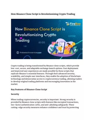 How Binance Clone Script is Revolutionizing Crypto Trading