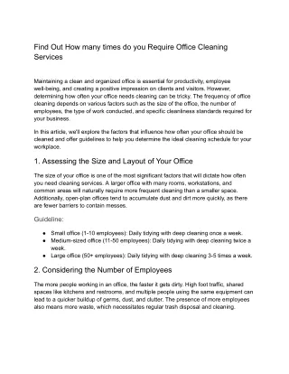Find Out How many times do you Require Office Cleaning Services