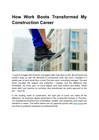 How Work Boots Transformed My Construction Career