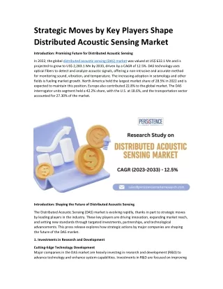 Strategic Moves by Key Players Shape Distributed Acoustic Sensing Market