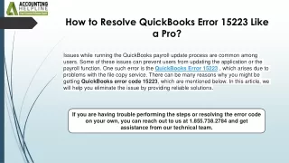 Most effective solutions for fixing QuickBooks Error 15223