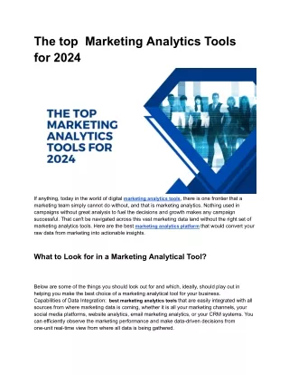 The top  Marketing Analytics Tools for 2024