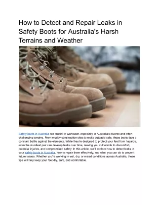 How to Detect and Repair Leaks in Safety Boots for Australia's Harsh Terrains and Weather