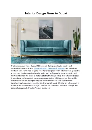 Interior Design Firms in Dubai