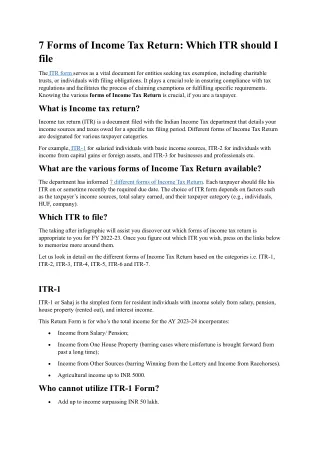 7 Forms of Income Tax Return