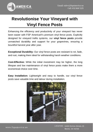 Revolutionise Your Vineyard with Vinyl Fence Posts