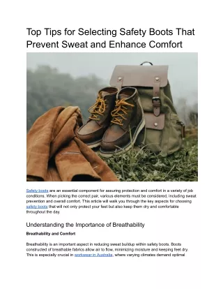 Top Tips for Selecting Safety Boots That Prevent Sweat and Enhance Comfort
