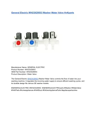 General Electric WH23X29553 Washer Water Valve HnKparts
