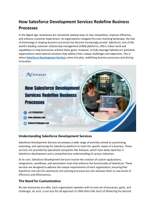 How Salesforce Development Services Redefine Business Processes