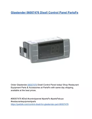 Glastender 06007476 Dixell Control Panel PartsFe
