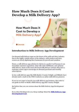 How Much Does it Cost to Develop a Milk Delivery App?