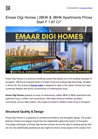 Emaar Digi Homes | 2BHK & 3BHK Apartments Prices Start ₹ 1.87 Cr*