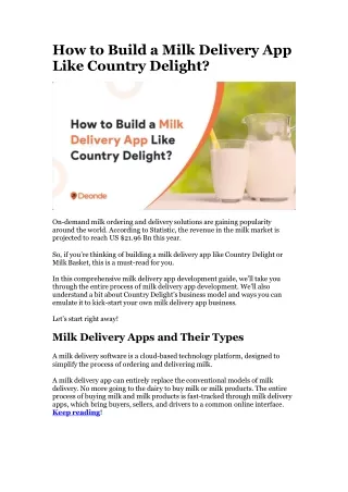 How to Build a Milk Delivery App Like Country Delight?