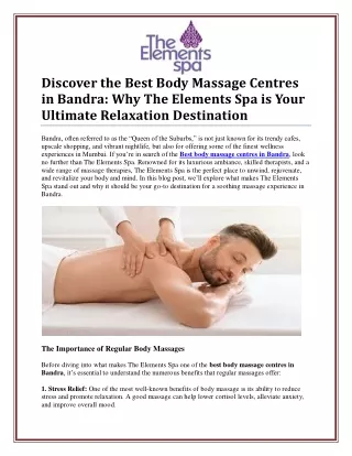 Best Body Massage Centres in Bandra for Ultimate Relaxation