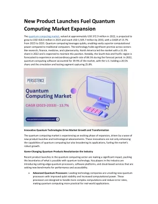 New Product Launches Fuel Quantum Computing Market Expansion
