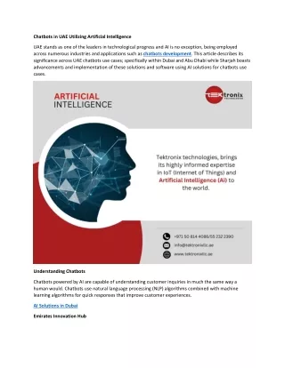 The Role of Artificial Intelligence in Chatbots in UAE