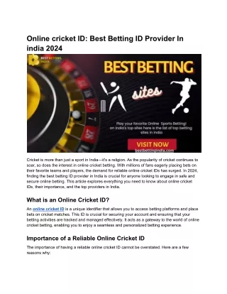 Online cricket ID_ Best Betting ID Provider In india 2024