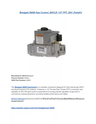 Blodgett 30005 Gas Control, NAT_LP, 1_2_ FPT, 24V _ PartsFe