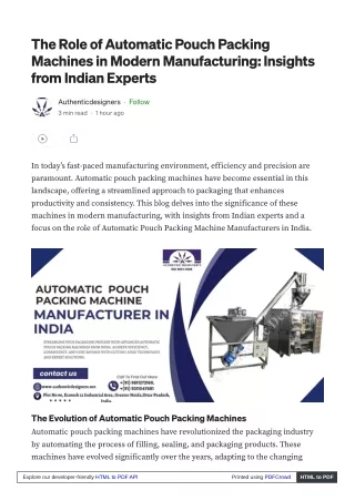 Automatic Pouch Packing Machine Companies in India