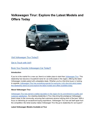 Volkswagen Tirur_ Explore the Latest Models and Offers Today