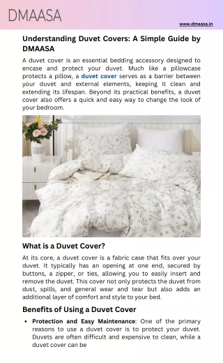 Understanding Duvet Covers A Simple Guide by DMAASA