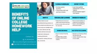Benefits of Online College Homework Help