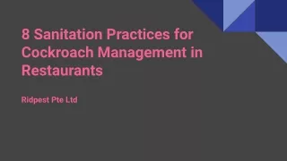 Ridpest Pte Ltd - 8 Sanitation Practices for Cockroach Management in Restaurants