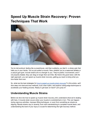 Speed Up Muscle Strain Recovery: Proven Techniques That Work