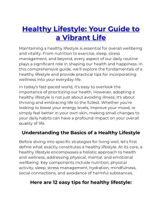 Healthy Lifestyle Your Guide to a Vibrant Life