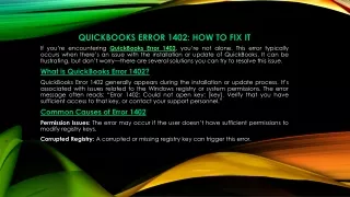 QuickBooks Error 1402: Quick Fixes