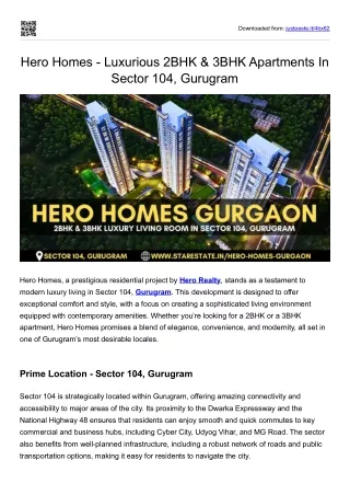 Pre-Launch | Hero Homes Gurgaon | 2BHK & 3BHK Luxury Apartments
