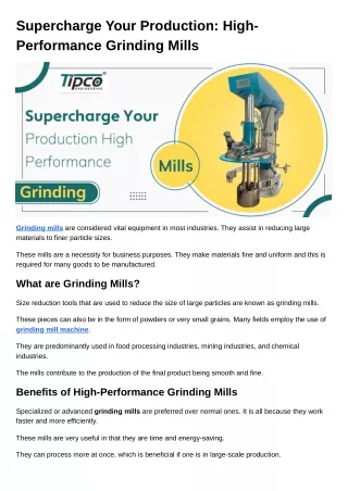 Supercharge Your Production High-Performance Grinding Mills