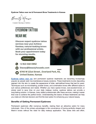 The Eyebrow Tattoo & Permanent Brow Treatments in Kansas