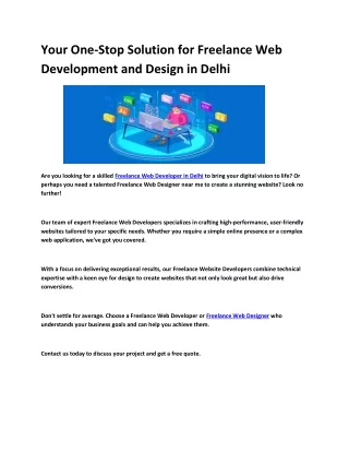 Hire best freelance web developer in Delhi