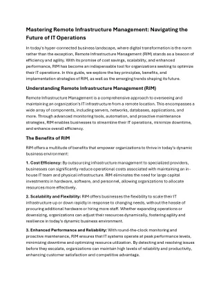 Mastering Remote Infrastructure Management: Navigating the Future of IT Operatio