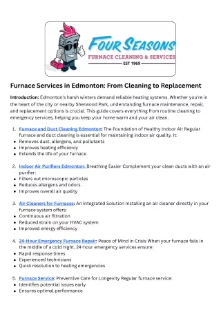 Furnace Services in Edmonton From Cleaning to Replacement