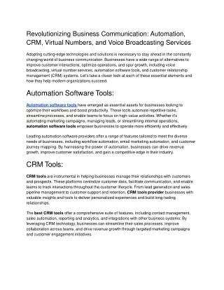 Revolutionizing Business Communication_ Automation, CRM, Virtual Numbers, and Voice Broadcasting Services.docx