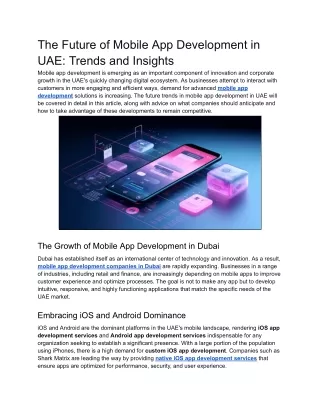 The Future of Mobile App Development in UAE